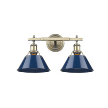 3306-BA2 AB-NVY - Orwell AB 2 Light Bath Vanity in Aged Brass with Matte Navy shades